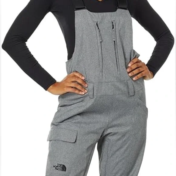 🦋THE NORTH FACE Freedom Insulated Bib Womens Pants Medium Grey Heather SzLarge - Picture 7 of 14